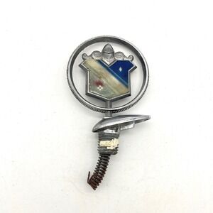 Vintage Buick Hood Ornament Tri-Shield Emblem Knight Helmet Chrome Spring Mount
